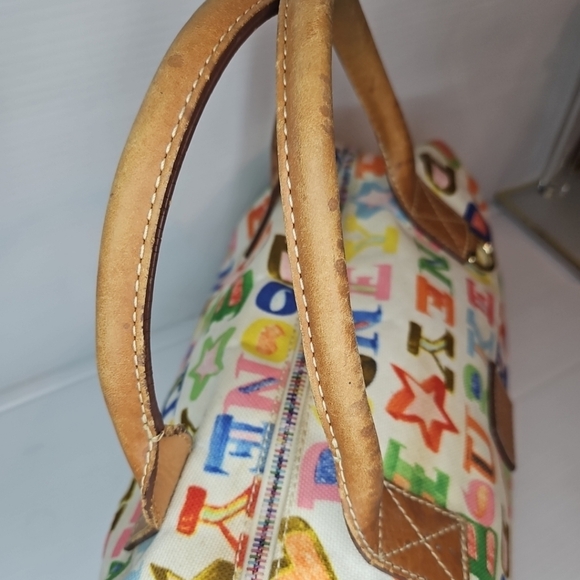 Dooney & Bourke Colorful Alphabet Scribble Canvas Tote Bag ,Multi Print Rr Vntg - Picture 7 of 14